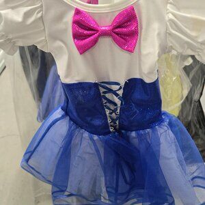 Girls Ballet Recital Outfit (7 Years) –White Leotard with Blue Corset Tutu & bow